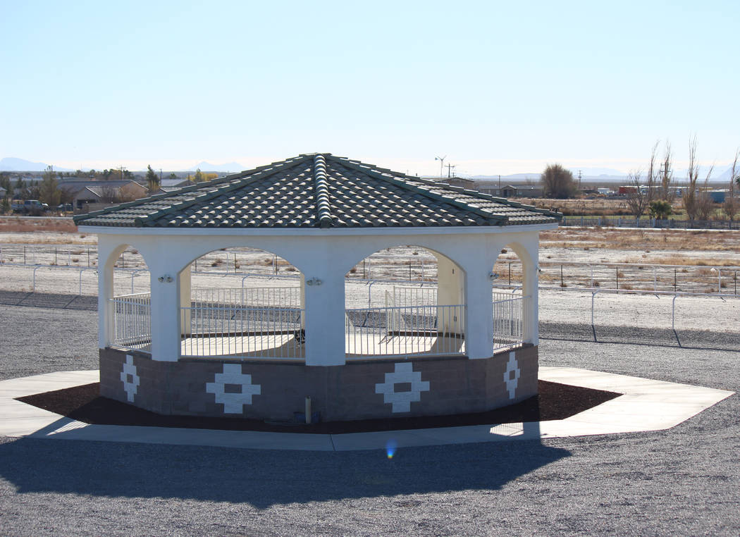 Jeffrey Meehan/Pahrump Valley Times
A gazebo that can hold up to roughly 90 guests at 9381 S. Homestead Road. The property is the site of The Pink Chapel, a venue for weddings and other events, se ...