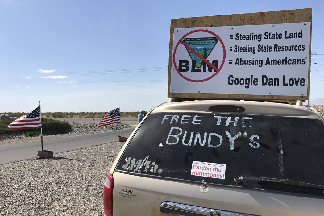 Blake Apgar/Las Vegas Review-Journal
Bundy supporters protesting outside the Nevada Southern Detention Center in Pahrump for weeks in 2017.