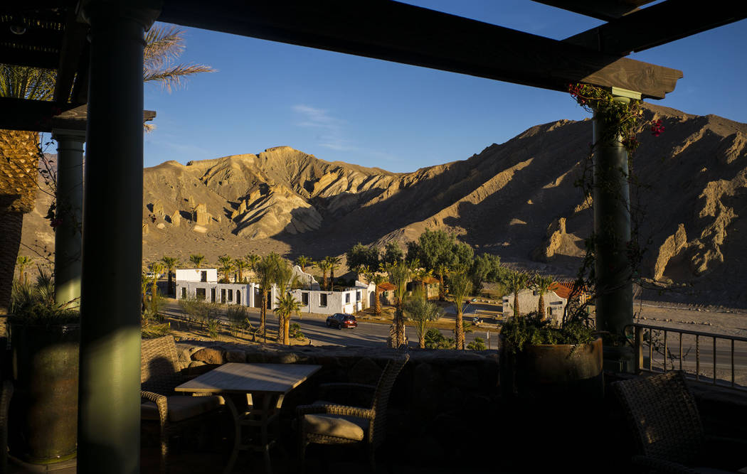 A view of the Mission Gardens event venue as seen from a dining terrace during a tour of The Inn at Death Valley in Death Valley National Park, Calif, on Tuesday, Jan. 23, 2018. The Inn, formerly  ...