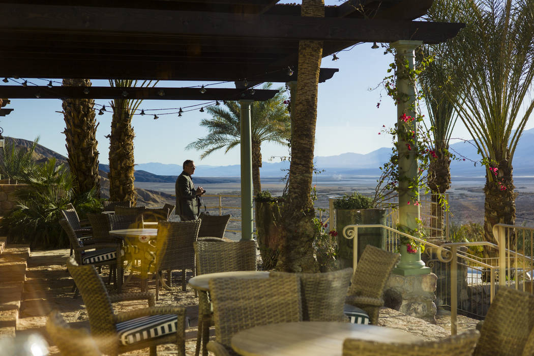 A terrace off the bar and restaurant area during a tour of The Inn at Death Valley in Death Valley National Park, Calif, on Tuesday, Jan. 23, 2018. The Inn, formerly the Furnace Creek Inn prior to ...
