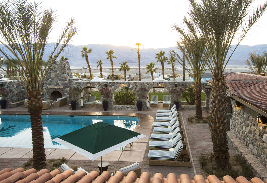 A spring-fed pool that maintains an 85 degree temperature is one of many draws for guests at The Inn at Death Valley in Death Valley National Park, Calif, on Tuesday, Jan. 23, 2018. The Inn, forme ...