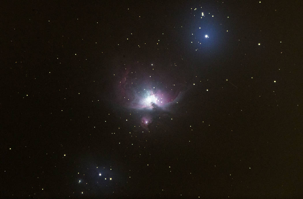 The Orion Nebula as pictured through a telescope during a stargazing activity led by Greg McKay of the Las Vegas Astronomical Society at the Furnace Creek Golf Course at the Oasis at Death Valley  ...