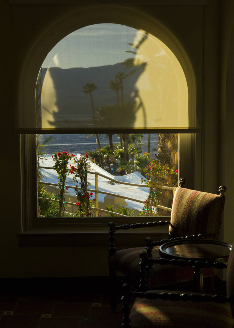 A view from the lobby during a tour of The Inn at Death Valley in Death Valley National Park, Calif, on Tuesday, Jan. 23, 2018. The Inn, formerly the Furnace Creek Inn prior to renovations, is sla ...