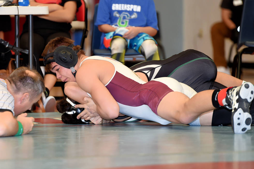 Peter Davis/Special to the Pahrump Valley Times
Braylan Durazo, at 160 pounds, helped lead the way for the Pahrump Valley Trojans at the regional wrestling championships. He advances to the state  ...