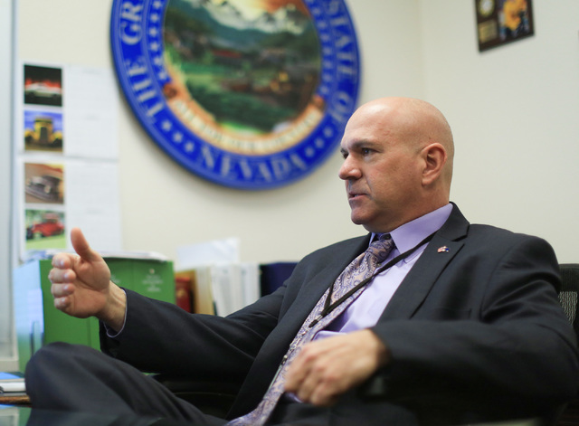 Brett Le Blanc/Las Vegas Review-Journal
Nevada Department of Corrections Director James Dzurenda talks about his plans for the Nevada prison system at his office in Las Vegas as shown in this 2016 ...