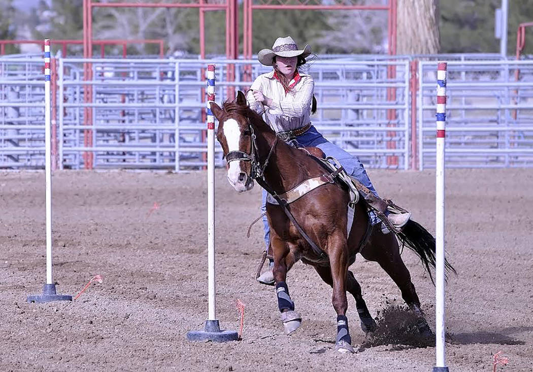 Horace Langford Jr./Pahrump Valley Times - Taylor Silva's talents were also on display in the pole bending event during the Little Britches Wild West Rodeo.