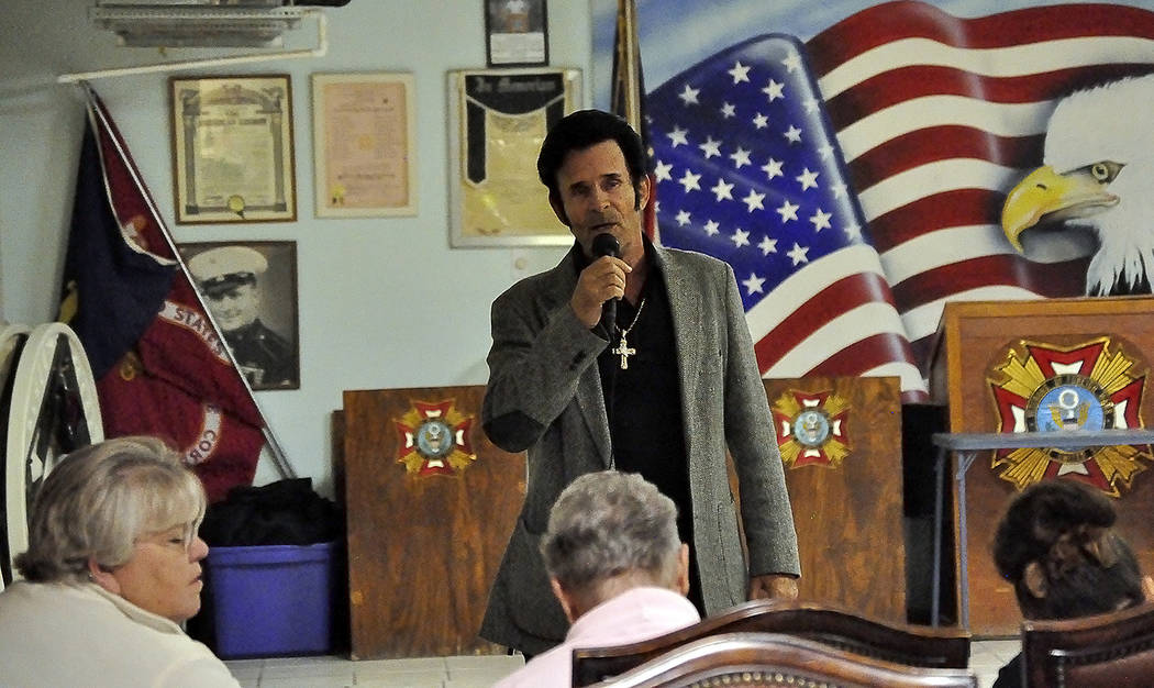 Horace Langford Jr./Pahrump Valley Times
Local Elvis Presley impersonator Johnny V is one of 17 acts performing at Pahrump's USO Benefit Show at the Saddle West Resort on Saturday beginning at 6 p ...