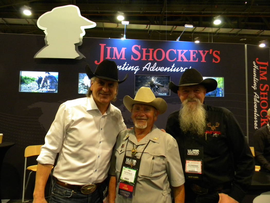 Dan Simmons/Special to the Pahrump Valley Times
Jim Shockey, Chris Klineburger and Brian Wojo, explorers, adventurers and hunters shared many stories of their exploits.