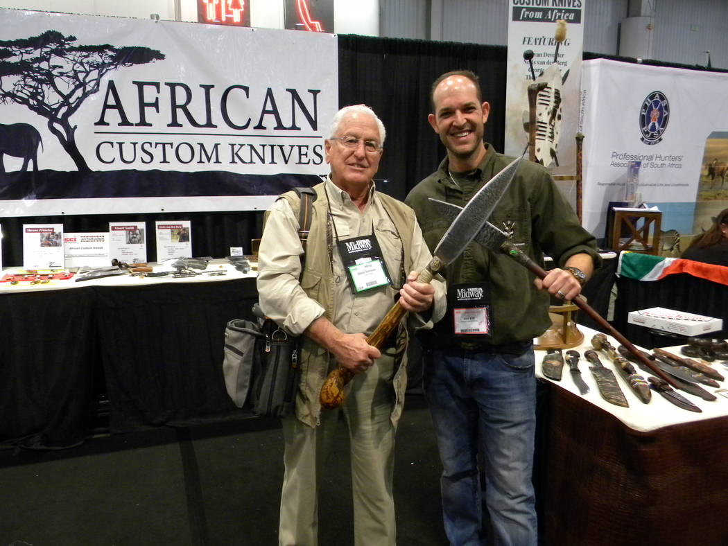 Special to the Pahrump Valley Times
Steve Katz, right, of Kilimanjaro Creations, a former Kruger National Park ranger, now
living in Florida has successfully followed his dream of creating authent ...