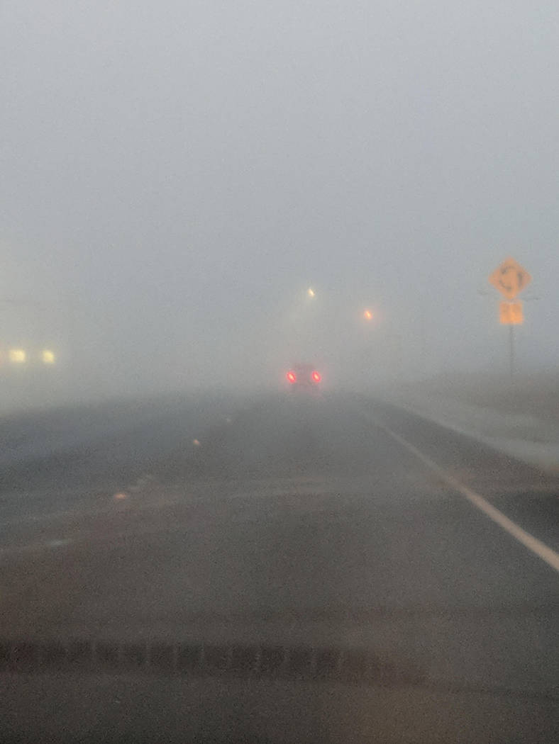 Amber Byard/Special to the Pahrump Valley Times
Fog developed in the Pahrump area early on the morning of Wednesday, Feb. 28. A day earlier, blustery, wet weather moved through the region, leaving ...