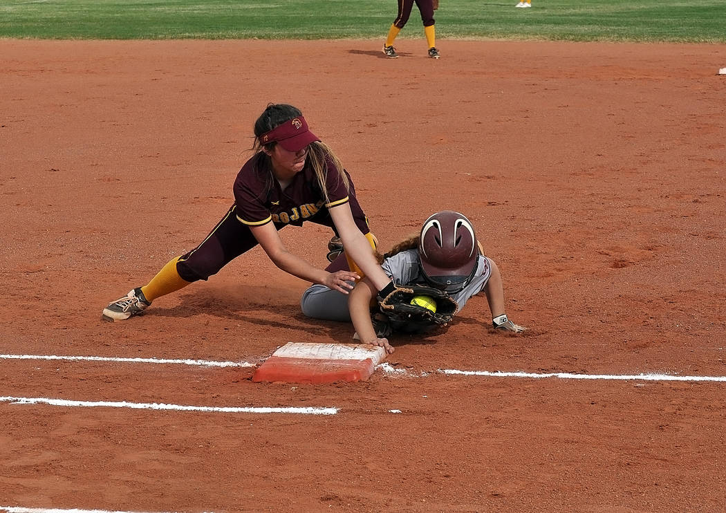 Horace Langford Jr./Pahrump Valley Times
The Pahrump Valley softball team will spend the weekend at the prestigious Centennial Springl Jamboree at Majestic Park in Las Vegas, an event featuring 44 ...