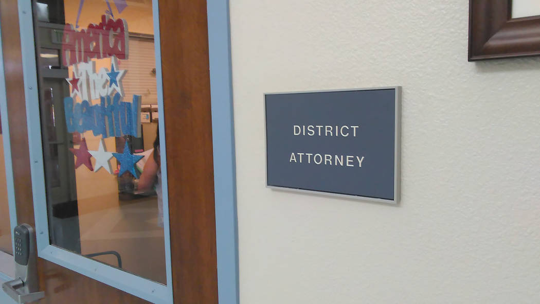 Selwyn Harris/Pahrump Valley Times
A look at a sign for the Nye County District Attorney's Office as shown in a photo taken in May.
