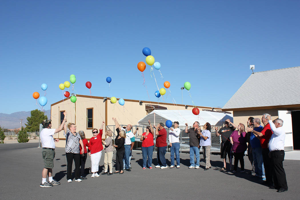 Special to the Pahrump Valley Times
Taken in November, 2016, this photo shows a group of GriefShare members celebrating the final meeting of that 13-week course with a balloon release.