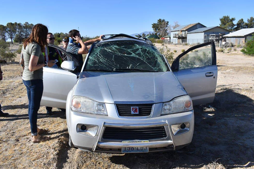 Special to the Pahrump Valley Times Pahrump fire crews responded to a single-vehicle rollover crash at the intersection of Basin Avenue and Stanley Street on Saturday May 12, just before 4 p.m. On ...