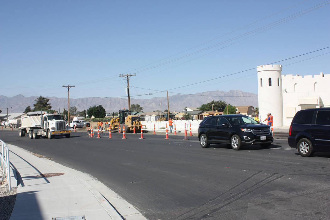 Robin Hebrock/Pahrump Valley Times A view of the road work being undertaken on May 17 at the corner of Hwy. 160 and Homestead Road.