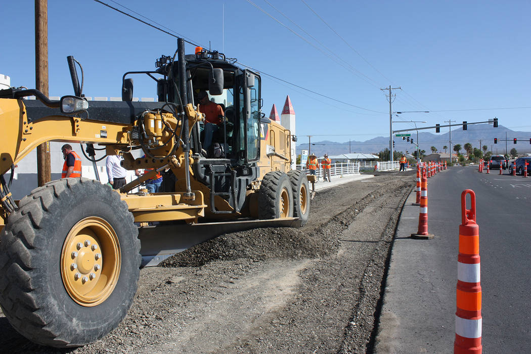 Robin Hebrock/Pahrump Valley Times The southbound lane of Homestead Road at Hwy. 160, which has been closed for six months, is set to temporarily re-open. While the county waits for Great Basin Wa ...