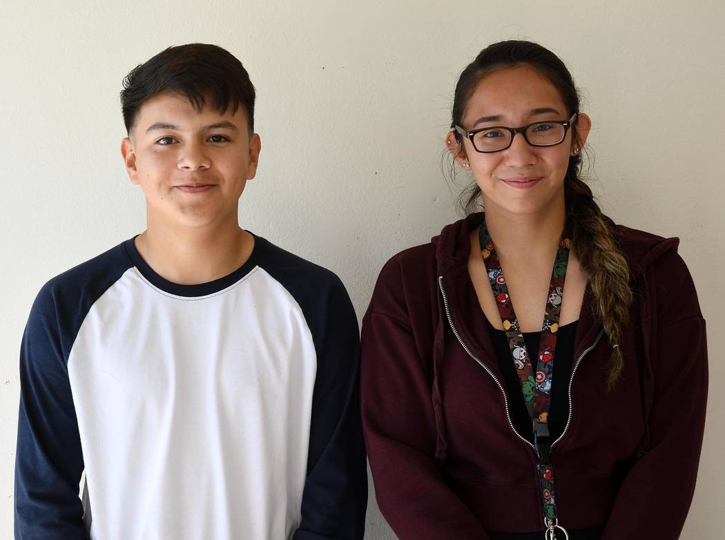Richard Stephens/Special to the Pahrump Valley Times Daniel Castillo, valedictorian, on the left, and Aysleen Guerra, salutatorian, on the right.