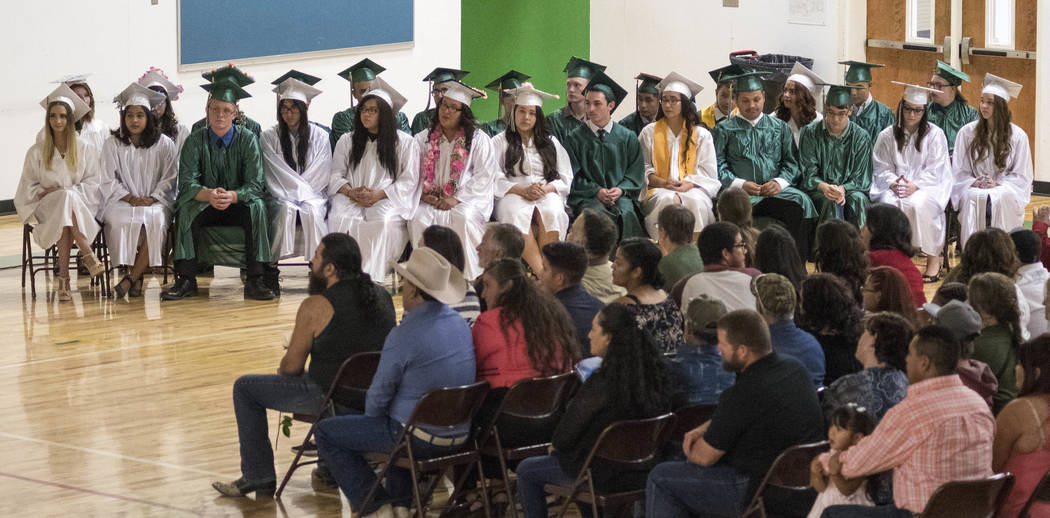 Richard Stephens/Special to the Pahrump Valley Times The Class of 2018 at Beatty High School is seated for the graduation ceremony on May 21. The event was held in the school's gymnasium.
