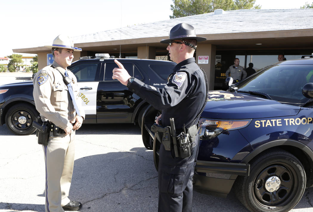 Bizuayehu Tesfaye/Las Vegas Review-Journal The Nevada Highway Patrol and California Highway Patrol are joining forces to keep motorists safe through the Memorial Day weekend on the heavily travel ...