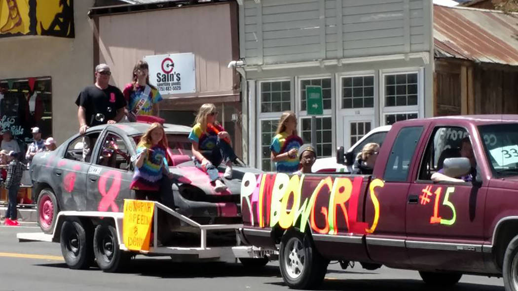 Melissa Roberts/Times-Bonanza The Rainbow girls ride in a float during a parade at the 2017 Jim Butler Days in downtown Tonopah.The parade is a featured event during the annual event that showcase ...