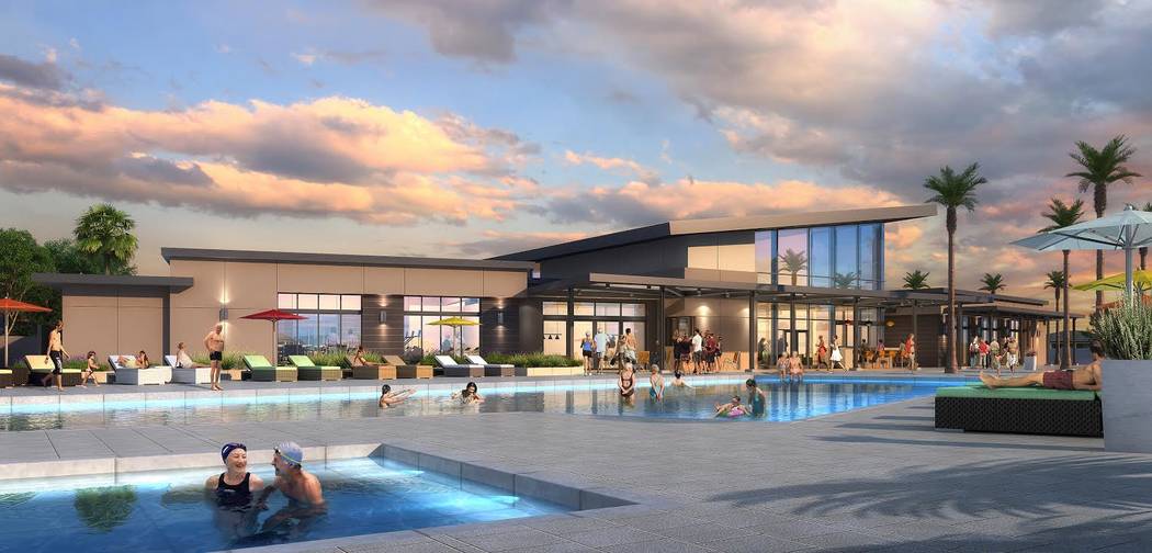 William Lyon Homes/Special to the Pahrump Valley Times Mountain Falls developer William Lyon Homes had its grand opening in April for the master-planned community's age-qualified development--Ovat ...