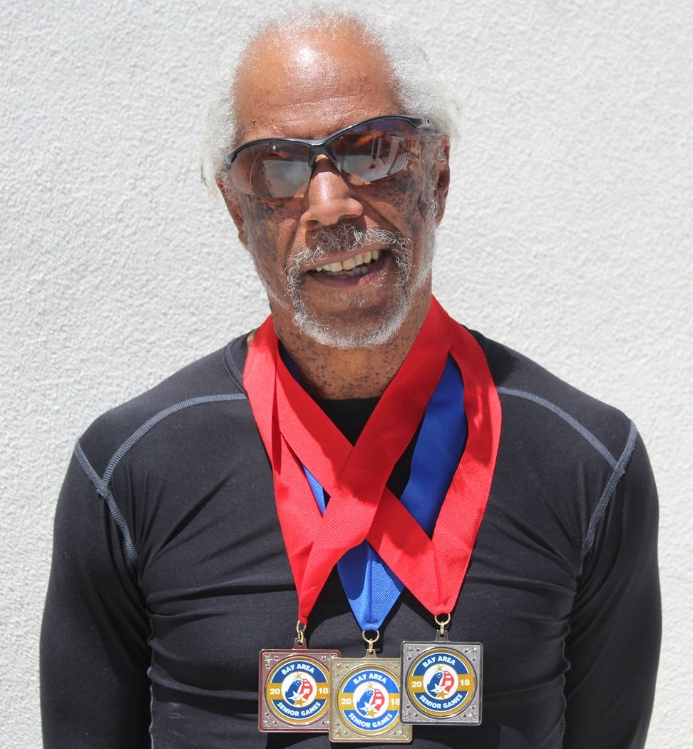 Tom Rysinski/Pahrump Valley Times Marvin Caperton set a personal best in the 50 meters on May 27 at the Bay Area Senior Games, winning the event in 7.08 seconds in San Mateo, California.