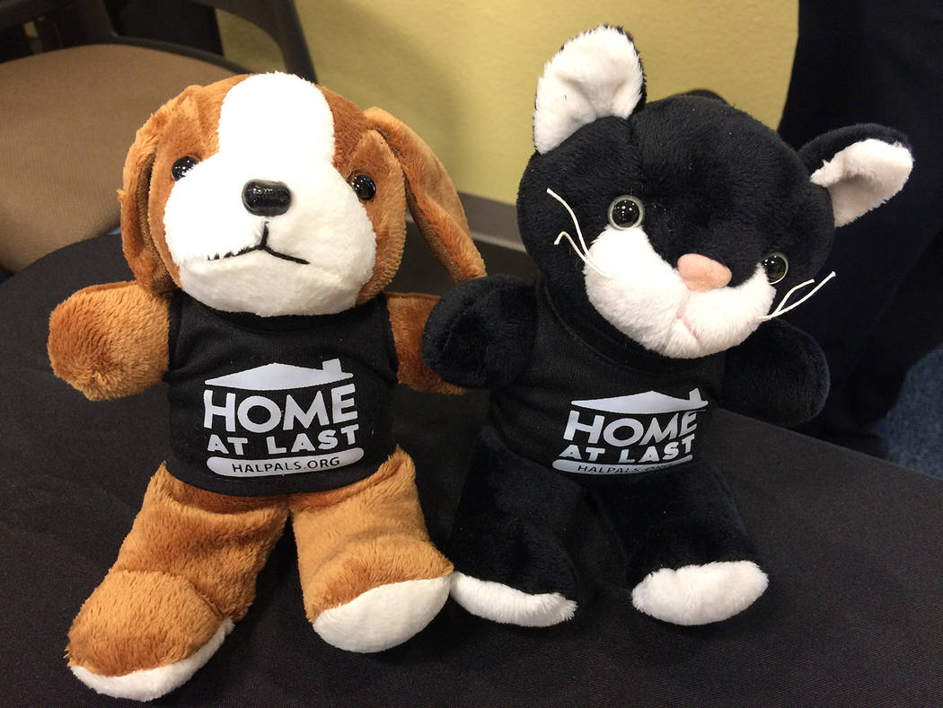 Robin Hebrock/Pahrump Valley Times The cute critters shown are mascots of the Home at Last Pals Pet Adoption program, which covers the cost of adoption for residents utilizing Home at Last's down- ...