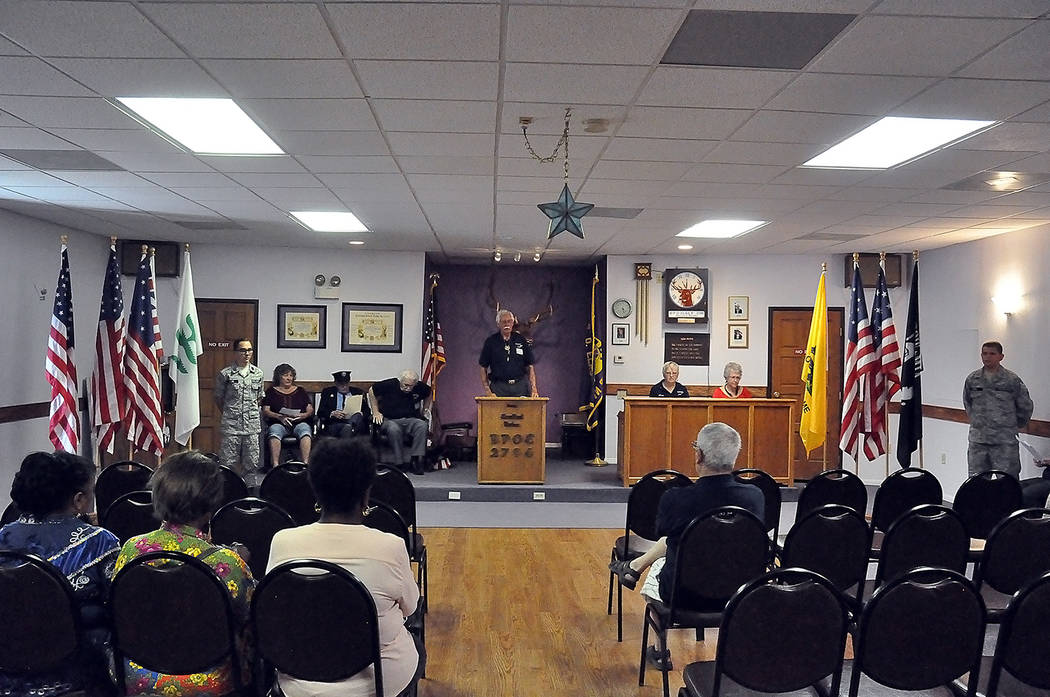 Horace Langford Jr./Pahrump Valley Times Pahrump Elks Lodge Exalted Ruler Chuck Coleman expressed a bit of disappointment over the lack of attendees at the special Flag Day ceremony on Friday June 15.