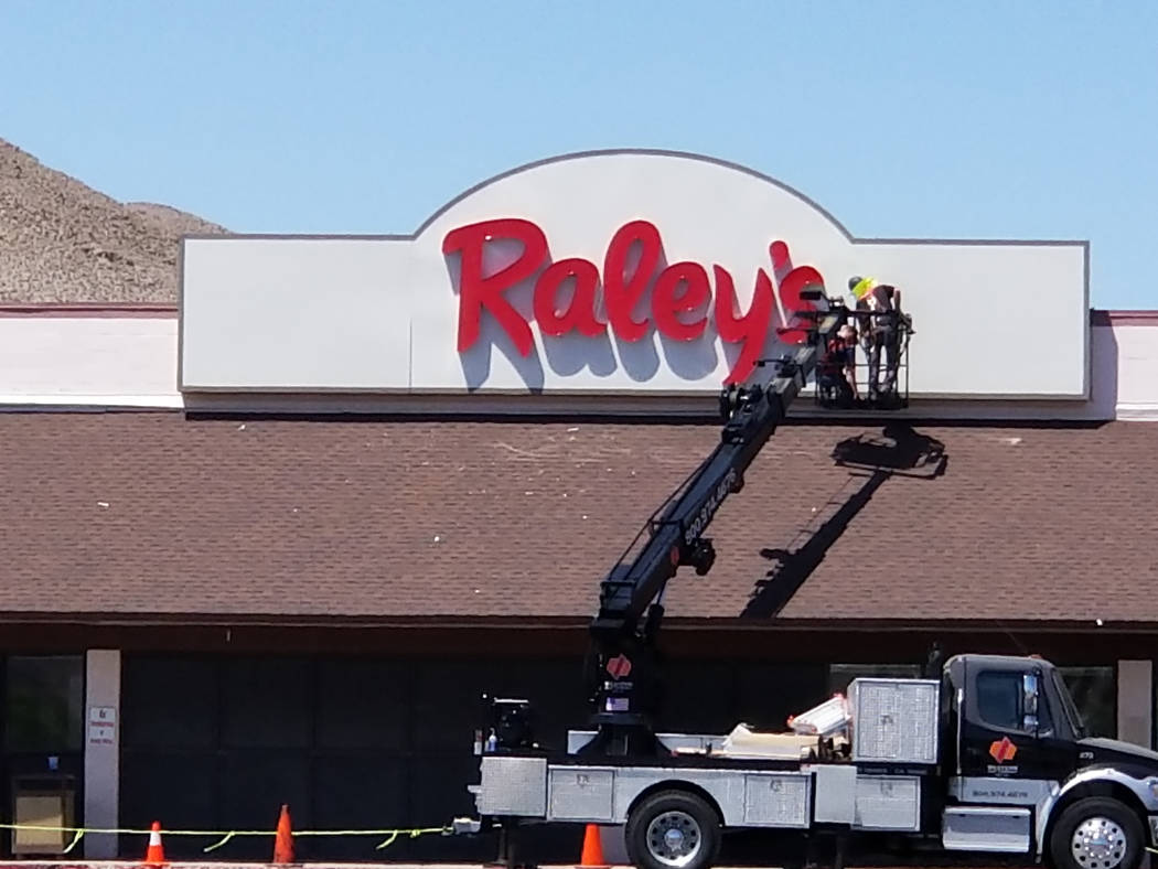 Nancy Whipperman/Pahrump Valley Times West Sacramento-based Raley's finishes work on putting a sign where Scolari's Food & Drug Co. once hung. Raley's purchased five Scolari's and a Sak 'N Save in ...