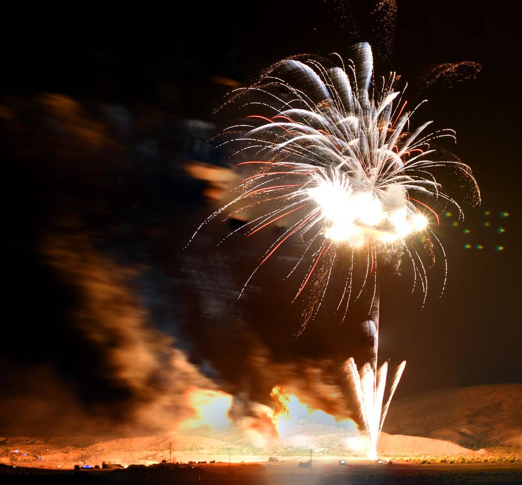 Richard Stephens/Special to the Pahrump Valley Times A look at fireworks lighting up the community skies over Beatty on June 16.