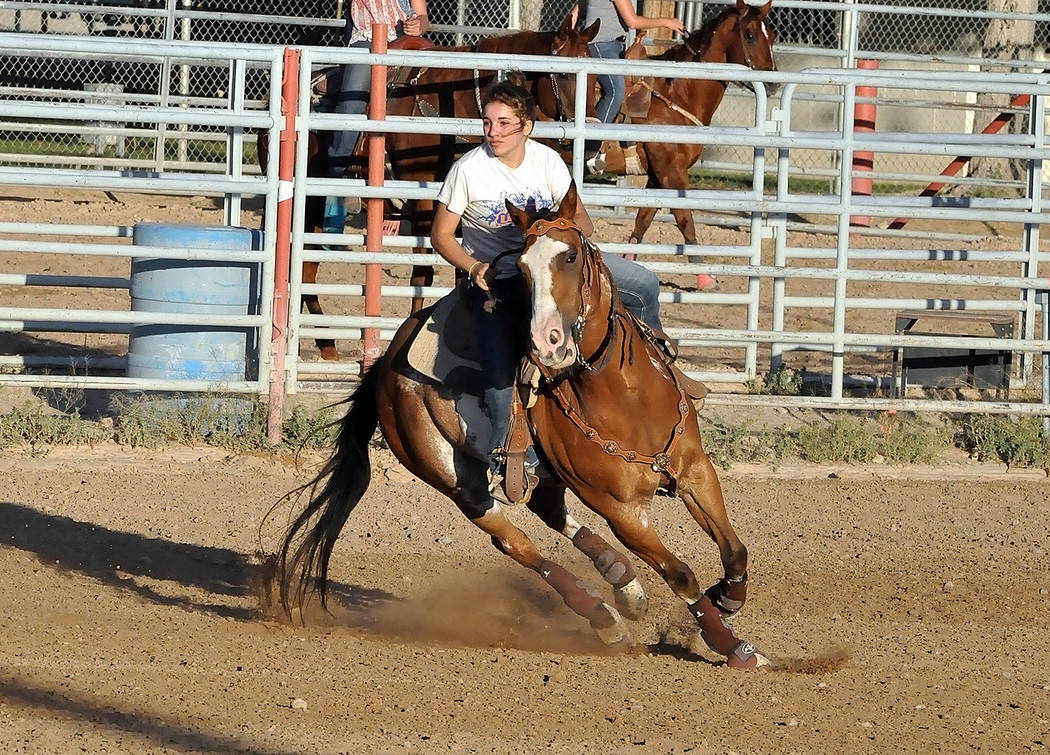 Horace Langford Jr./Pahrump Valley Times Several dozen riders competed June 16 in the monthly Pahrump Valley Rough Riders show at McCullough Arena.