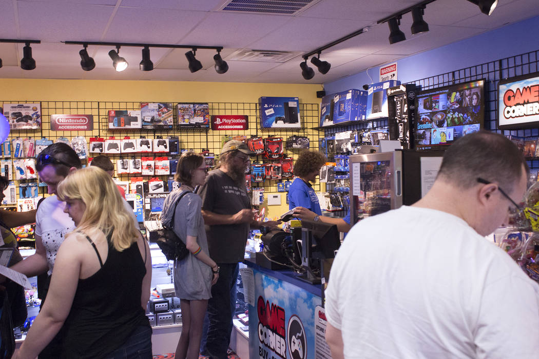 Jeffrey Meehan/Pahrump Valley Times Pahrump citizens grabbed deals and enjoyed an afternoon of video game action at a local video game retailer Game Corner on June 23, 2018. Game Corner expanded t ...