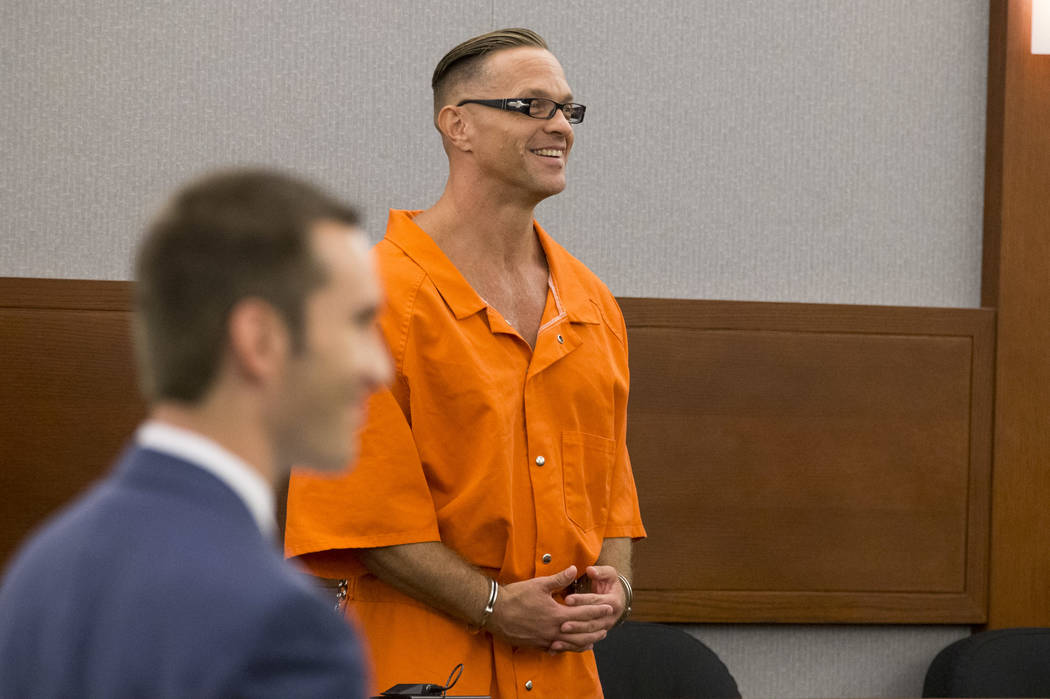 Death row inmate Scott Dozier appears before Judge Jennifer Togliatti during a hearing about his execution at the Regional Justice Center on Monday, Sept. 11, 2017, in downtown Las Vegas. Richard ...