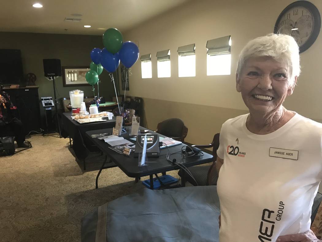 Jeffrey Meehan/Pahrump Valley Times A representative of Pahrump Health, Wellness and Nutrition Center stands at Inspirations Senior Living at 931 E. Honeysuckle St. on July 19, 2018. Pahrump Healt ...