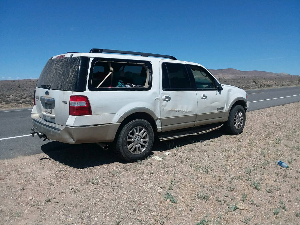 Special to the Pahrump Valley Times This Ford Expedition, reported stolen from the Goodland, Kansas Regional Medical Center on July 18, 2018, ran out of fuel on US-95, which ended an NHP pursuit n ...