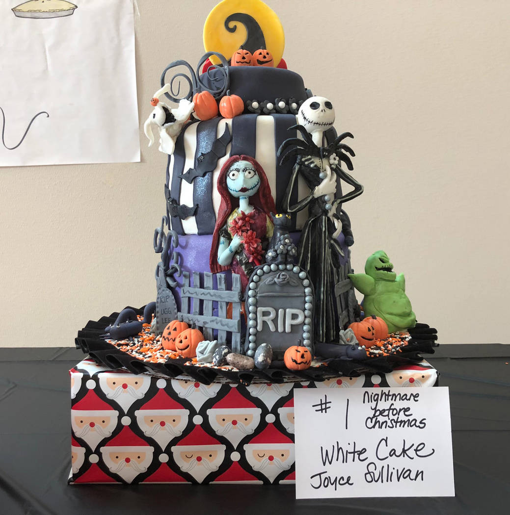 Tom Rysinski/Pahrump Valley Times Among the most elaborate cakes available at the spaghetti dinner and cake auction was this "Nightmare Before Christmas" cake courtesy of Joyce Sullivan.