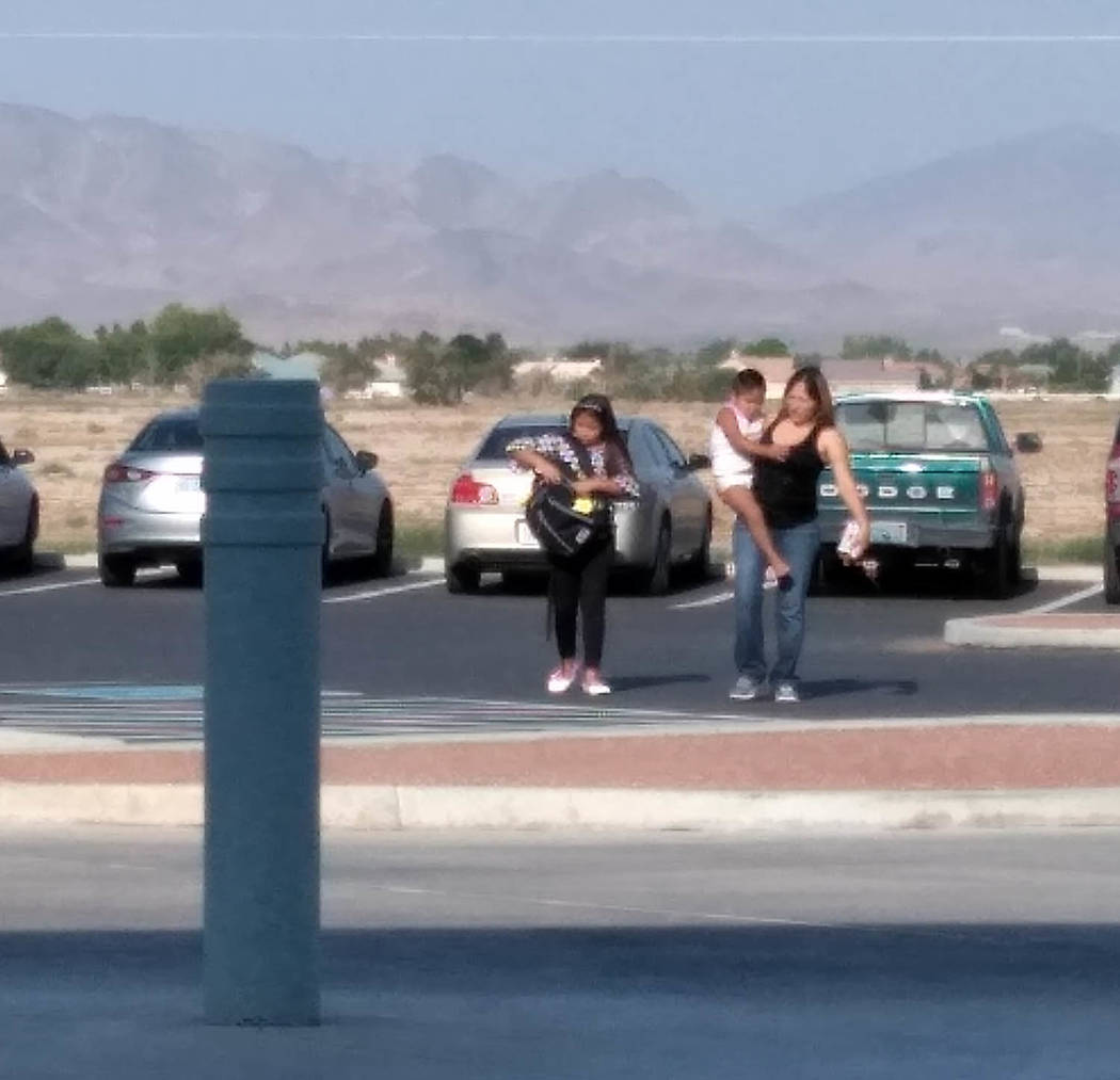 Selwyn Harris/Pahrump Valley Times Many parents opted to drive their children to school when classes resumed on Monday August 13. For students who were a bit anxious about the the new school year, ...