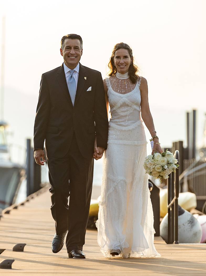 Nevada Gov. Brian Sandoval and Lauralyn McCarthy were married on Saturday, Aug. 11, 2018, at Lake Tahoe. (Governor's Office)