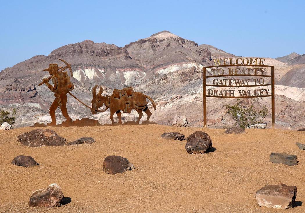 Photo Prospector and burro greet Beatty visitors Pahrump Valley Times