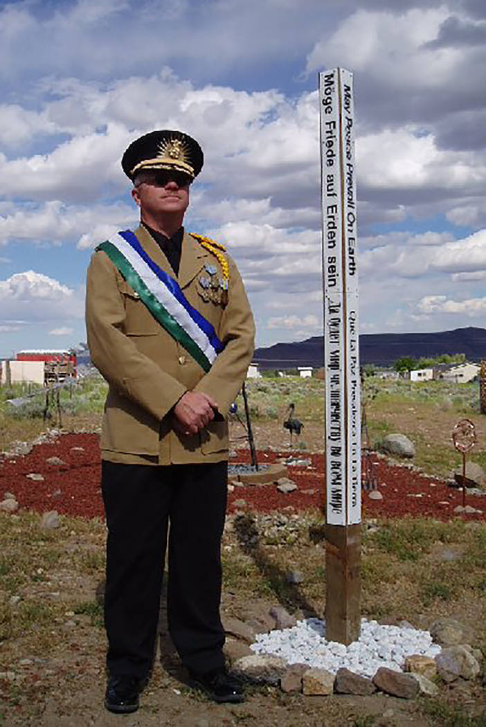 Special to the Pahrump Valley Times Molossia's Peace Pole is a monument displaying the message and prayer "May Peace Prevail on Earth," on each of its four sides, in eight different languages. The ...