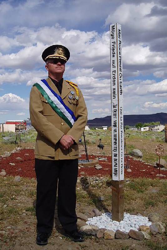 Special to the Pahrump Valley Times Molossia's Peace Pole is a monument displaying the message ...