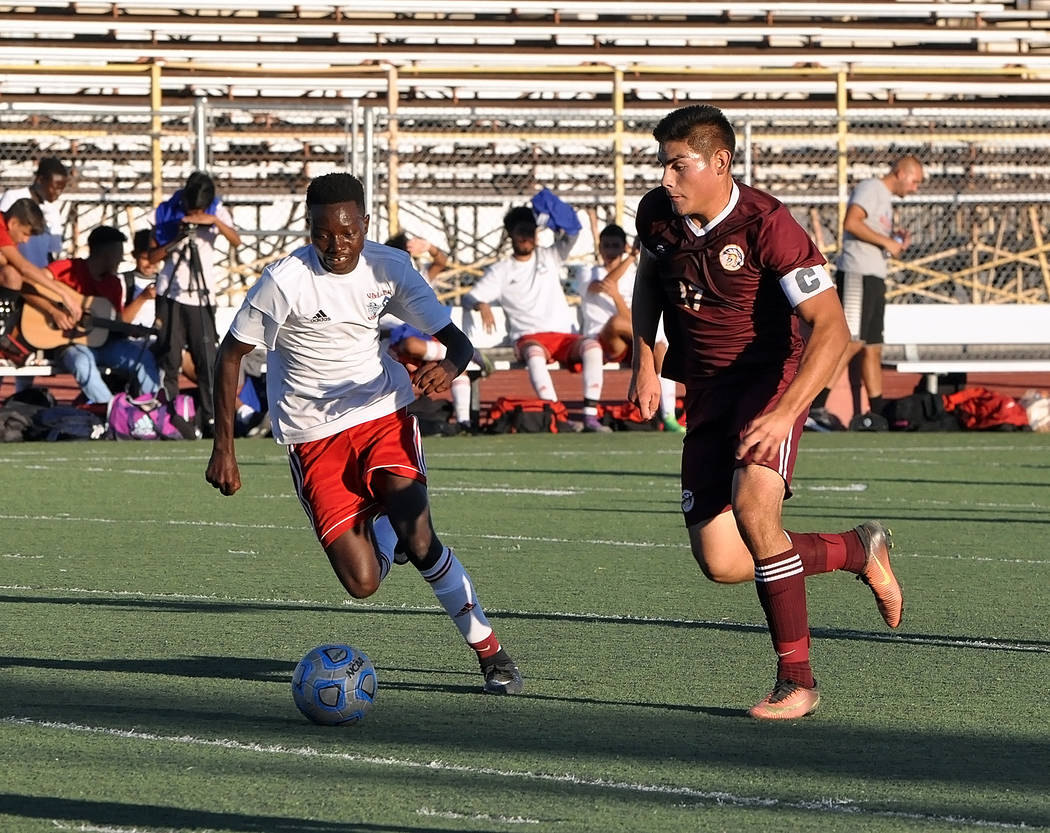Horace Langford Jr./Pahrump Valley Times Senior midfielder Jose Chavez assisted on the game-winning goal Tuesday, his team-leading ninth of the season, as Pahrump Valley defeated Valley 3-2 in a C ...