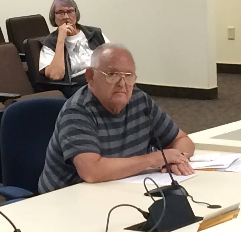 Robin Hebrock/Pahrump Valley Times Amargosa resident John Bosta is pictured addressing the Nye County Commission at its February 6 meeting, explaining that he does not believe the county is legall ...