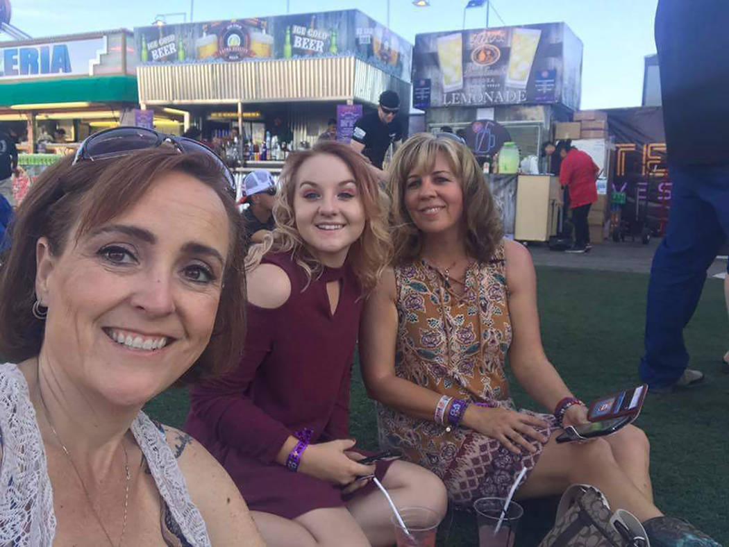 Special to the Pahrump Valley Times Denise Koch, far right, poses with her daughter Breana, center, and friend Cheryl Davis just prior to the start of the Route 91 concert. As a result of last yea ...