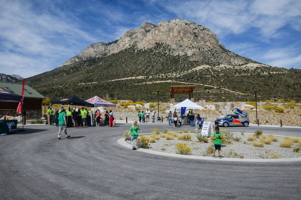Various partners involved in raising money and taking care of the Green the Mountain program have tents set up at the Spring Mountains Visitor Gateway for volunteers to get more information on th ...