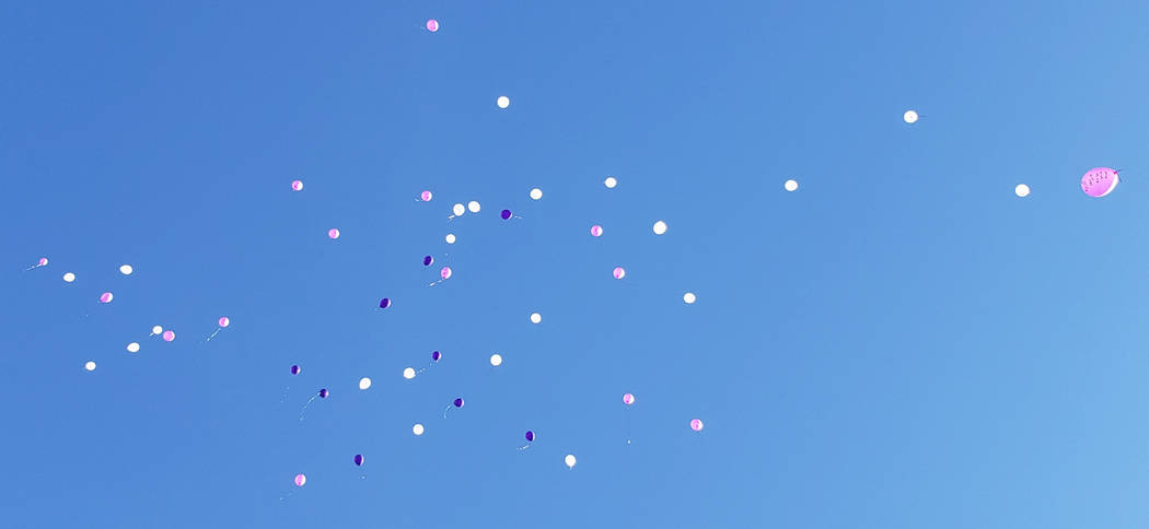 Special to the Pahrump Valley Times Balloons drift serenely skyward, carrying the love and thoughts of those who have lost loved ones to suicide.