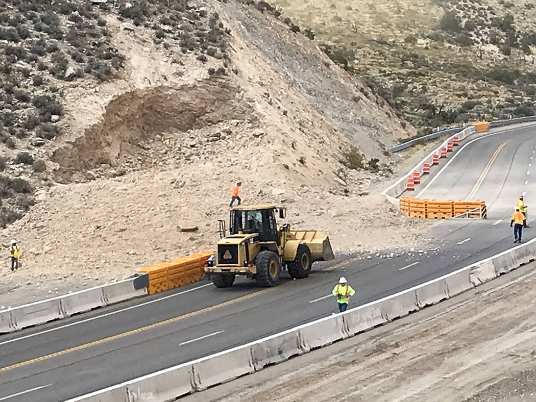 Nevada Department of Transportation NDOT began blasting in the Mountain Springs area starting Sept. 24. This photo was taken Oct. 5, a day when blasting worked continued.
