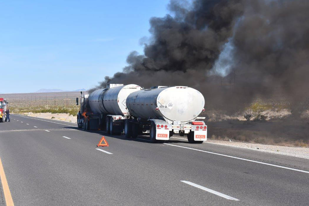 Special to the Pahrump Valley Times Traffic along Highway 160 was halted in both directions as Pahrump fire crews responded to a mutual aid tanker truck fire in Clark County just before 9 a.m. on ...