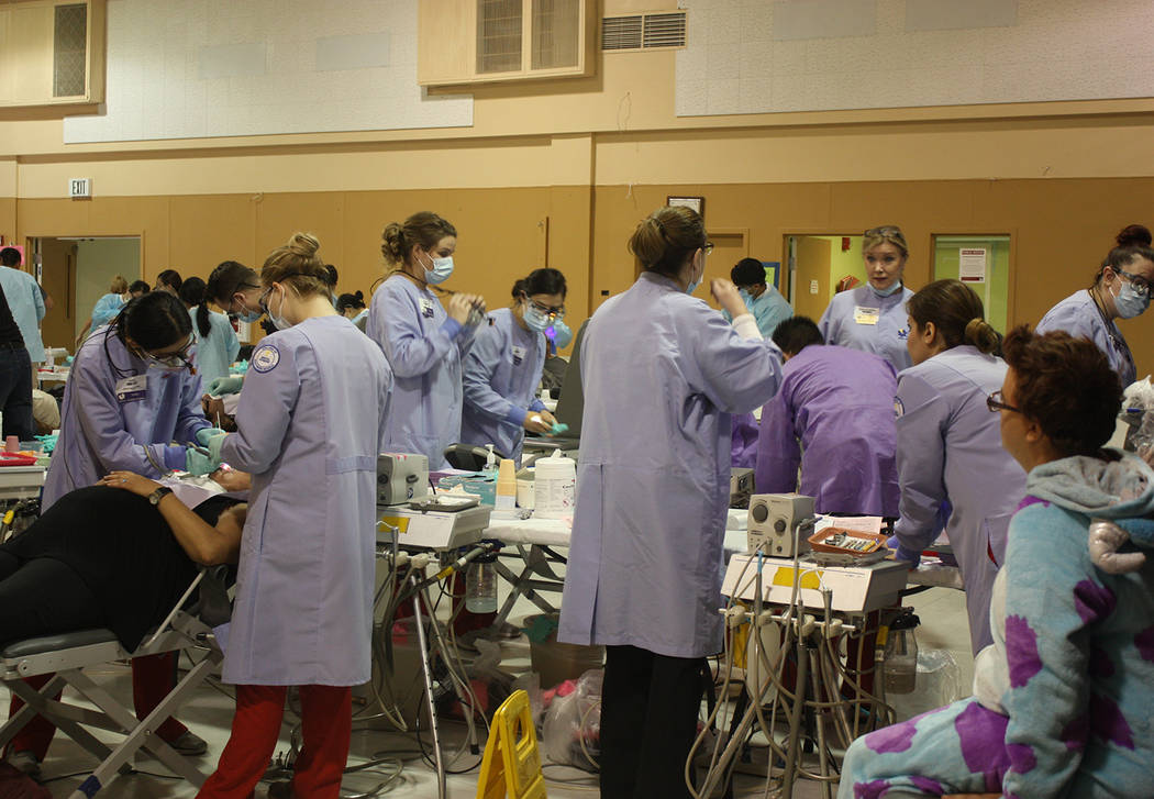 Robin Hebrock/Pahrump Valley Times The NyE Communities Coalition Activities Center was a very busy scene all throughout the RAM event, filled with dental students and professionals working diligen ...