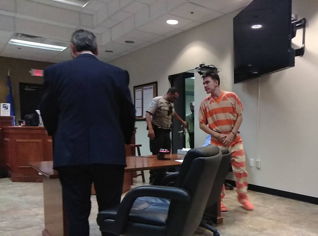 Selwyn Harris/Pahrump Valley Times Defendant Michael Wilson, represented by defense attorney Carl Joerger pleaded not guilty to several serious charges including murder during his arraignment hear ...